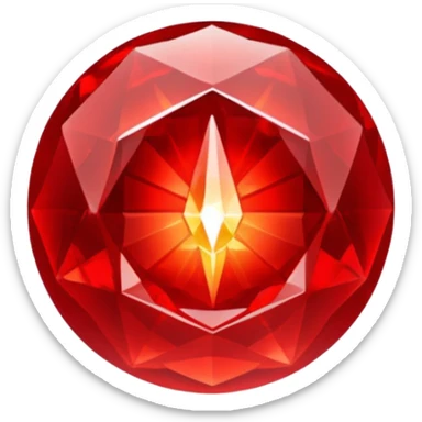 Red crystal with a red glow coming from its center. In the center of the crystal a $ sticker