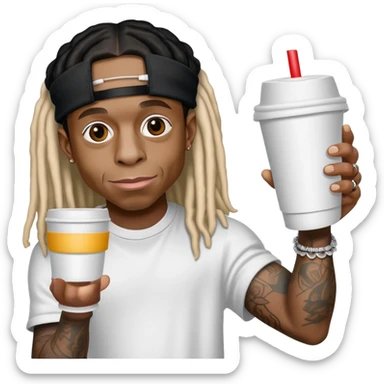 lil wayne holding two styrofoam cups sticker