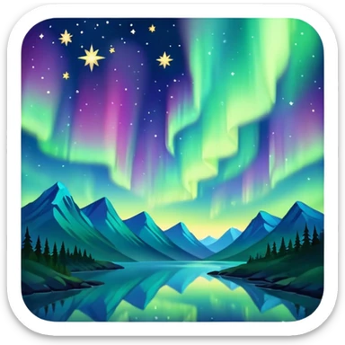 northern lights and stars sticker