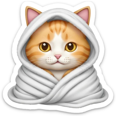 Cat wrapped on a blanket sticker