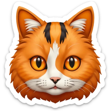 A cat with 1 side its face orange colour and the other black colour sticker