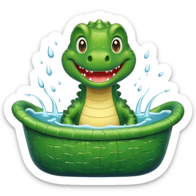 Cute crocodile is showing in the bath tub sticker