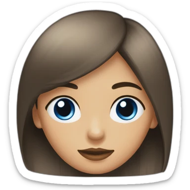 Chica ojos azules, pelo negro liso con flequillo recto corte tipo chelsea sticker