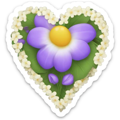 Flower heart sticker