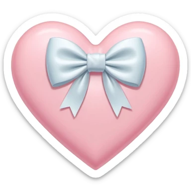 pastel pink heart with a white bow at the center sticker