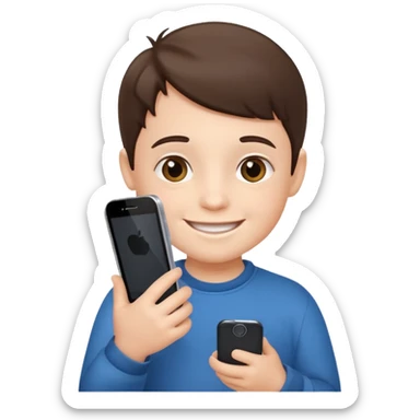 little kid smiling with a phone sticker