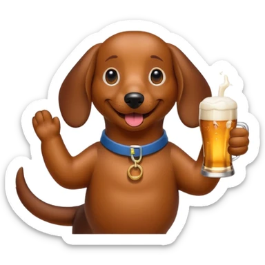 a sausage Dog drinking a beer sticker