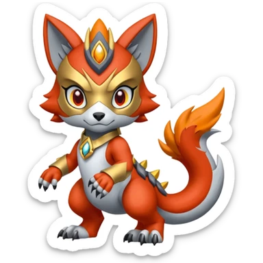 Meloetta-WereGarurumon-Wargreymon-Protogen-Pokémon-Digimon-Fakémon-fusion-hybrid-creature sticker