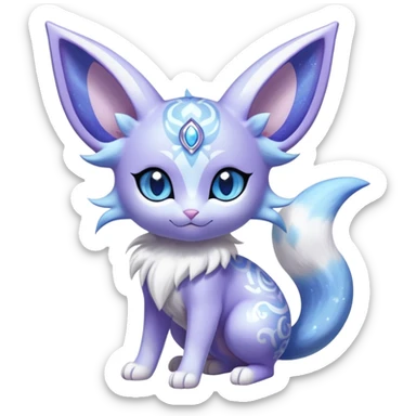 Shiny Exotic Cute Adorable Majestic Ethereal Sparkly Espeon-Meowstic-Hybrid-Creature with pattern-markings sticker
