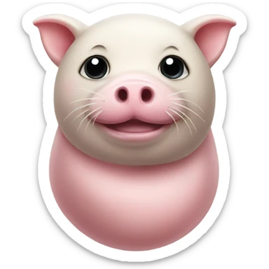 A cute seal with a pig head sticker