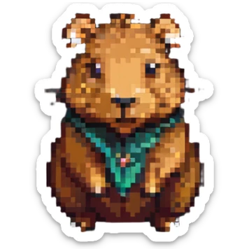 simple and cute capybara in pixel art style sticker