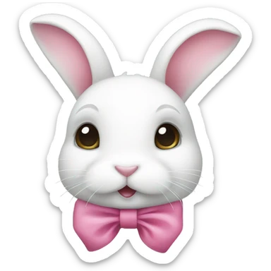 cute little white bunny with a pink bow sticker
