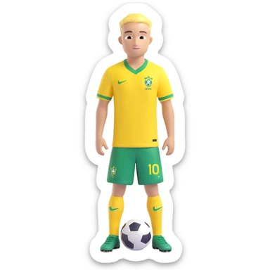 Brazil soccer national team yellow shirt, iconic design, vibrant yellow with green trim, short sleeves, no text, simple background sticker