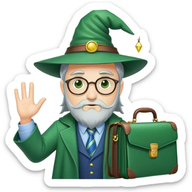 A wizard office worker with a green briefcase sticker