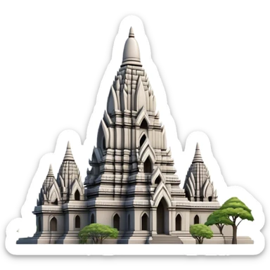 Cinematic Realistic Prambanan Temple Landmark Emoji, depicted as an ornate Hindu temple complex rendered with lifelike detail and dramatic, historical lighting. sticker