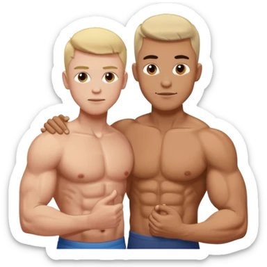 Create a phone where there is a very muscular man. And in that muscular man’s hands there is a very skinny man sticker