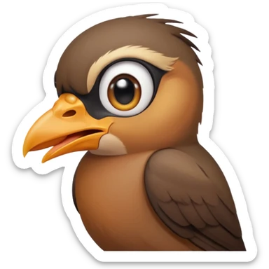 A crying common myna bird cute emoji sticker
