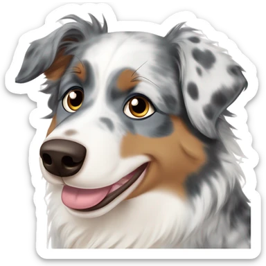 Australian shepherd blue merle with one blue eye and one brown eye with his tongue sticking out￼ sticker