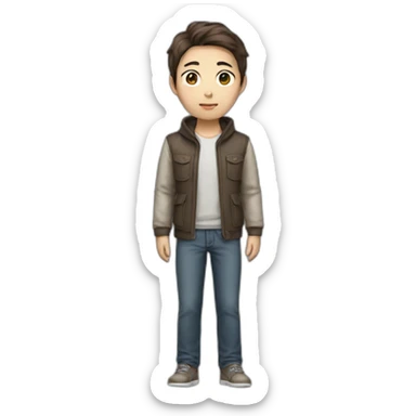 Young korean male brown hair techware outfit sticker