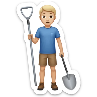 человек стоит с лопатой sticker