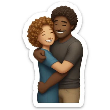 Curlyheaded caramel toned man giving a hug  sticker