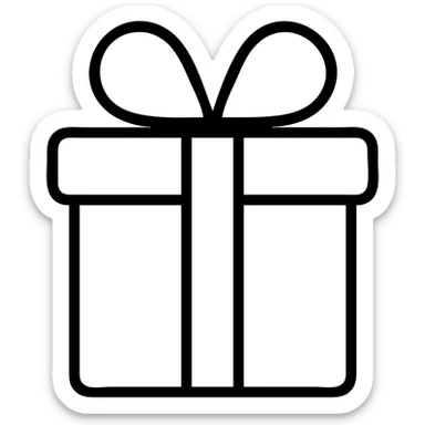 outlined gift box with ribbon icon sticker