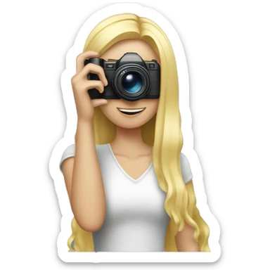 A blonde girl with a camera taking a photo sticker