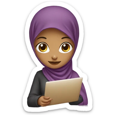 Girl muslim with ordinateur  sticker