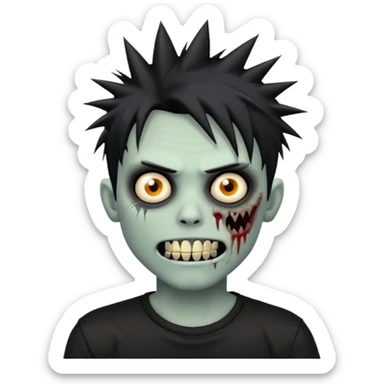 zombie emo boy with spiky hair and grillz with a black shirt sticker