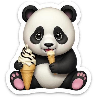 Panda eating ice cream sticker