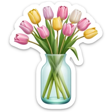 pastel tulips in glass vase sticker
