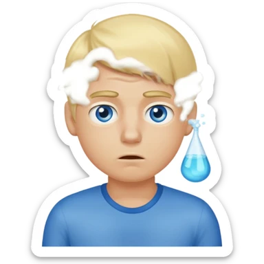 boy with an unpleasant body odor, blond and blue eyes. sticker