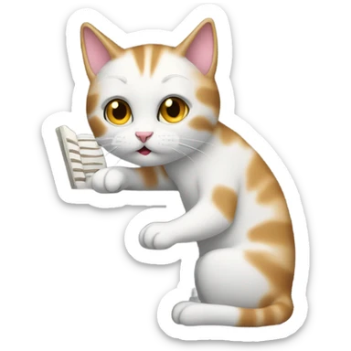 Cat playing piano sticker