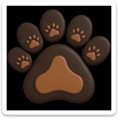 Make the paw print dark brown in microsoft style 3d fluent emojis sticker