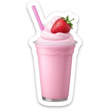 Pastel pink strawberry milkshake with pastel pink straw sticker