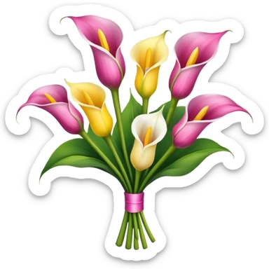 calla lily flower multicolor bouquet sticker