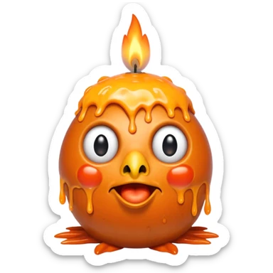 grotesque, round, turkey-like creature with a candle melting on its head. sticker