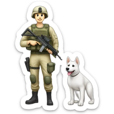  White Akbash dog and  Israel idf soldier  sticker