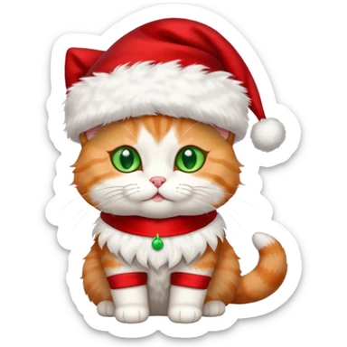 a full-body cute cat with Christmas accessories  sticker