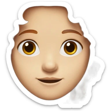 A white teenager with big brown eyes and middle-parted red hair, wearing a black T-shirt. sticker