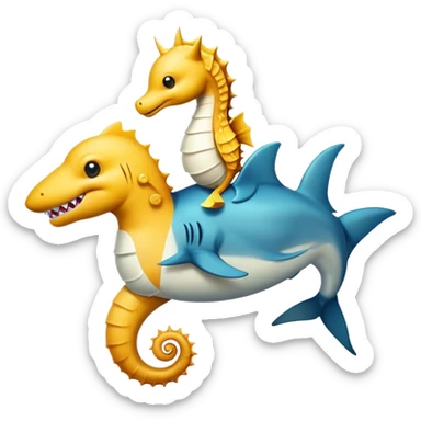 Shark riding a seahorse sticker