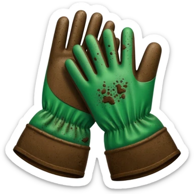 green gloves gardening with dirt sticker