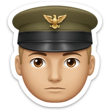 back view of soldier's head wearing a military cap sticker