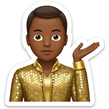 Philip Bailey from Earth, Wind & Fire with dark brown hair, gold sequin outfit sticker