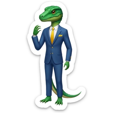 A reptilian humanoid dressing a suit sticker