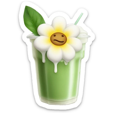 Iced Matcha Latte mit einer weißen Blume drauf sticker