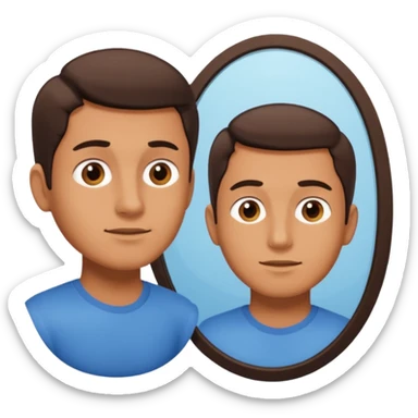 backside of a man 3/4 angle with the opposite view in the mirror sticker