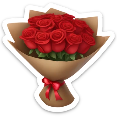 Bouquet of red roses in a valentine package sticker