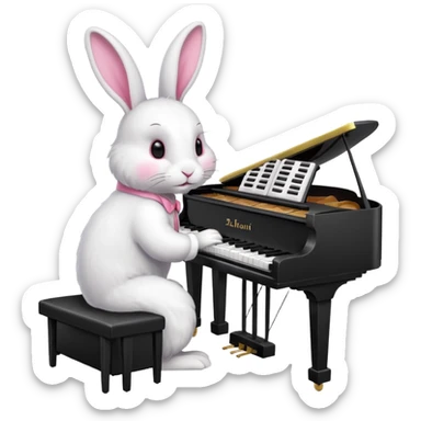 rabbit playing piano sticker