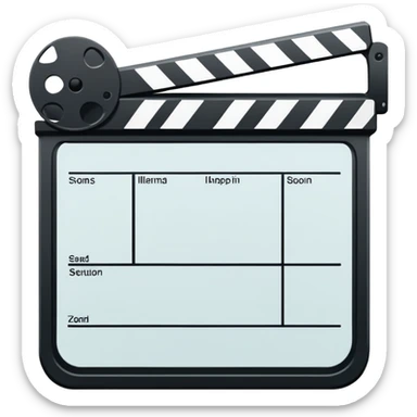 ultra simple film slate outline, black line drawing only, no fill or shading, just essential outlines sticker